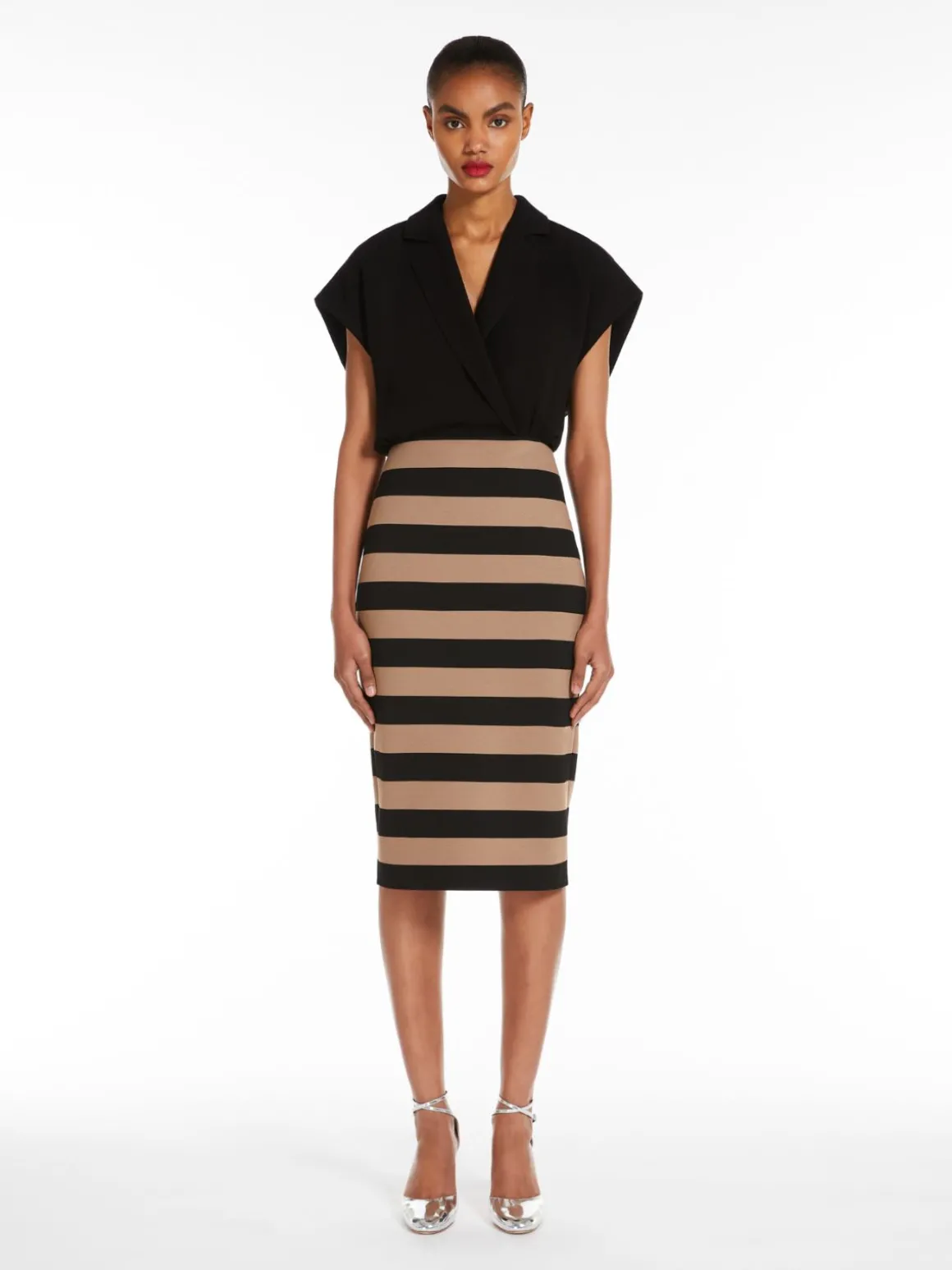 Midi dress in jersey and cady