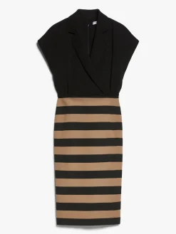 Midi dress in jersey and cady