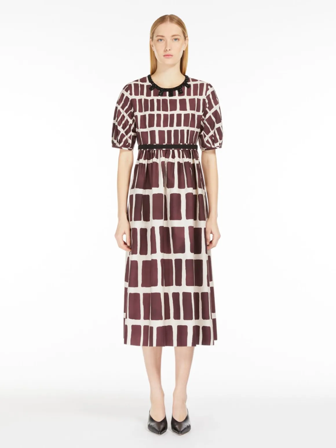 Midi dress in printed poplin