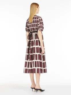 Midi dress in printed poplin
