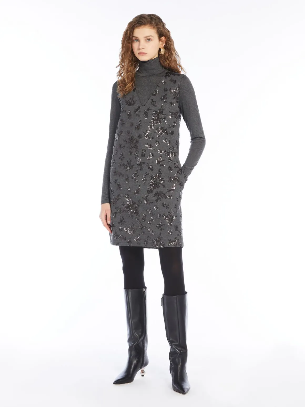 Milano-knit jersey dress with sequin detail
