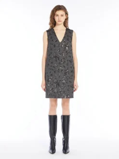 Milano-knit jersey dress with sequin detail