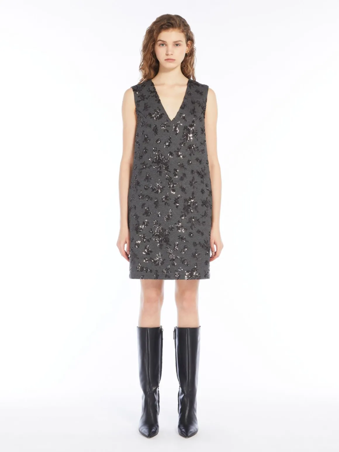 Milano-knit jersey dress with sequin detail