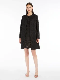 Mini dress in embroidered satin