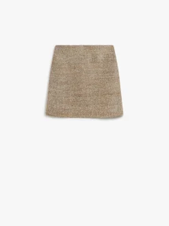 Mini skirt in knit fabric with rubber-coated yarn