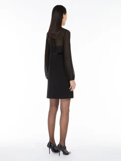 Minidress in sablé and silk georgette
