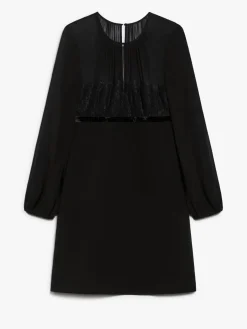 Minidress in sablé and silk georgette