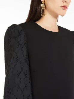 Mini-dress in wool and jacquard canvas