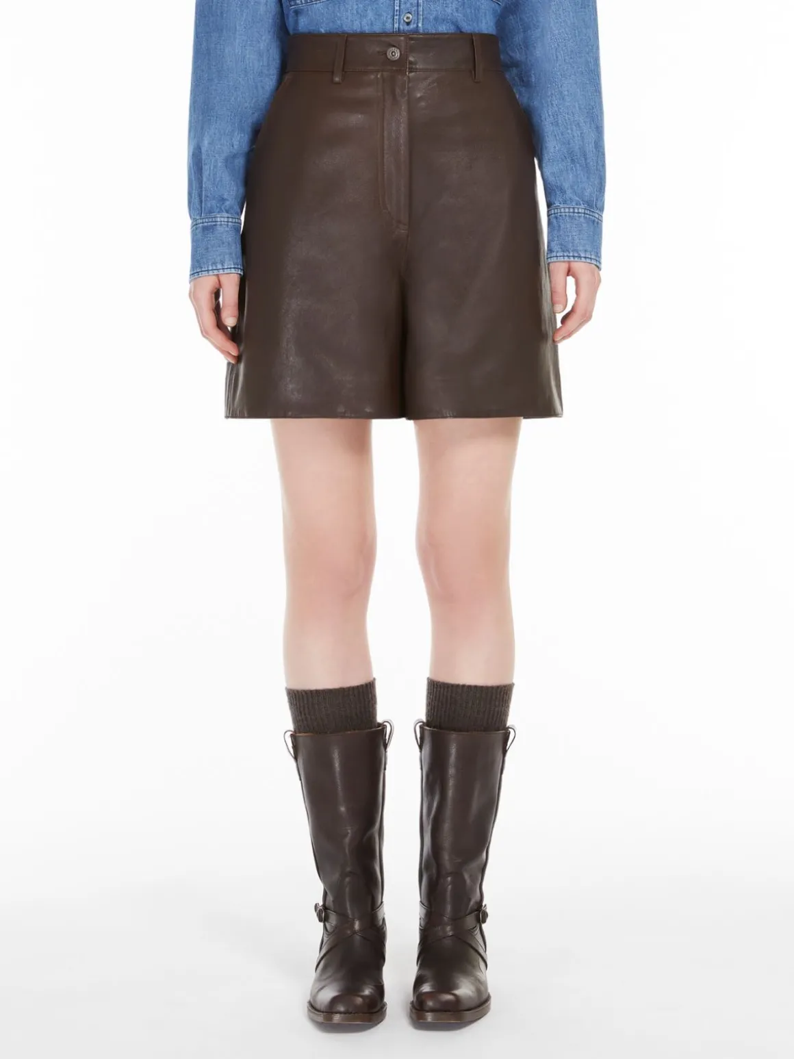 Nappa leather Bermuda shorts