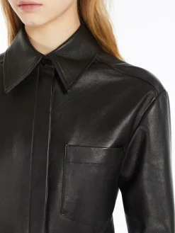 Nappa leather shirt dress