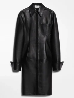 Nappa leather shirt dress