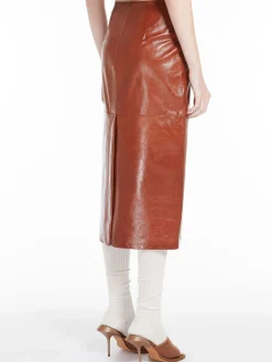 Nappa-leather midi skirt
