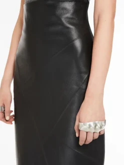 Nappa-leather midi skirt