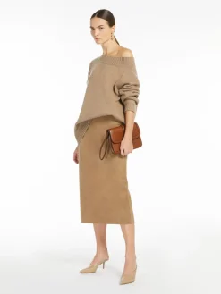 Off-the-shoulder wool and cashmere jumper