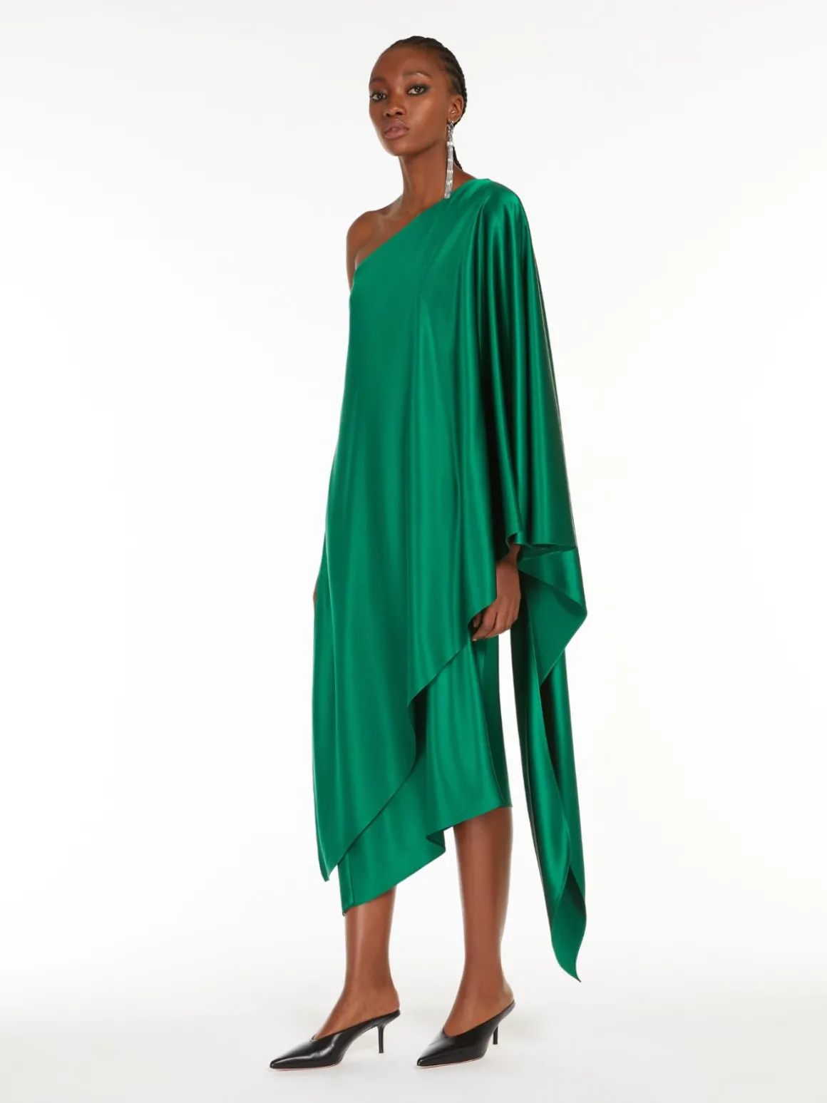 One-shoulder silk dress