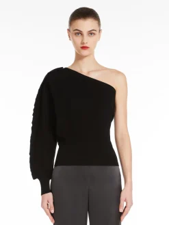 One-shoulder viscose jumper