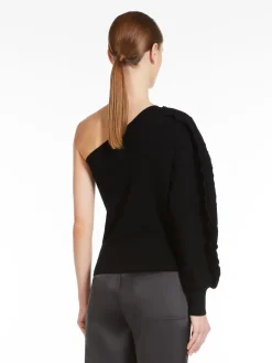 One-shoulder viscose jumper