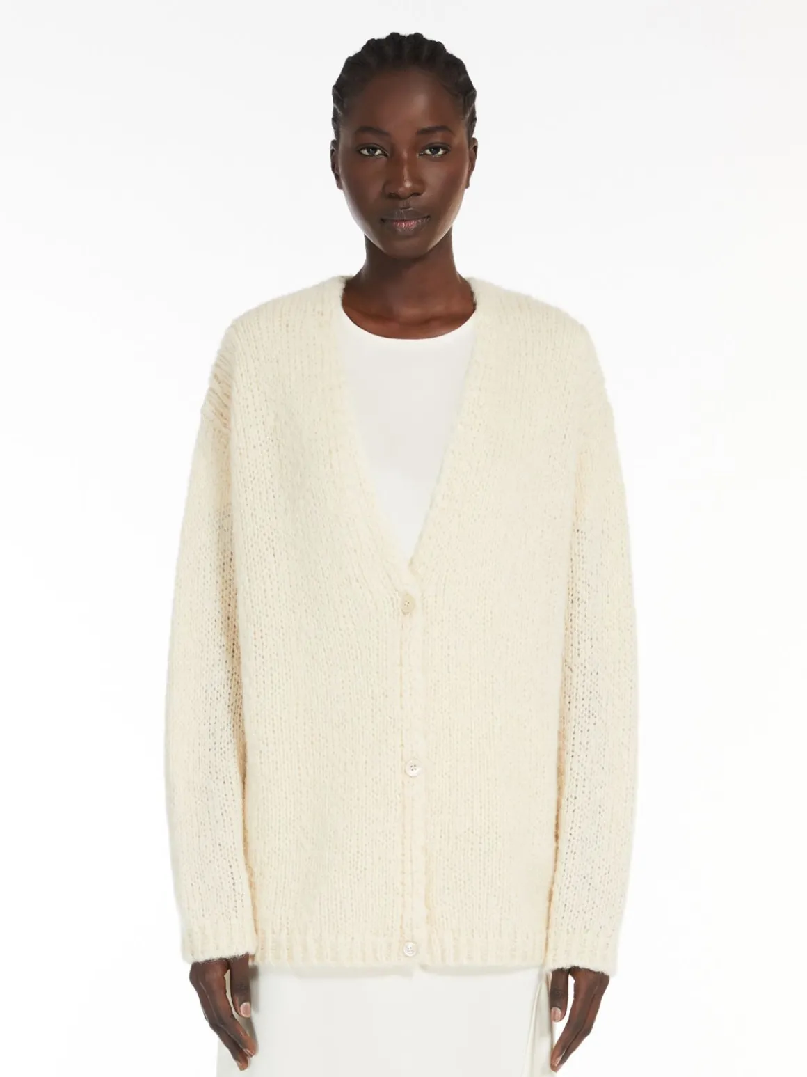 Oversized alpaca and cotton cardigan