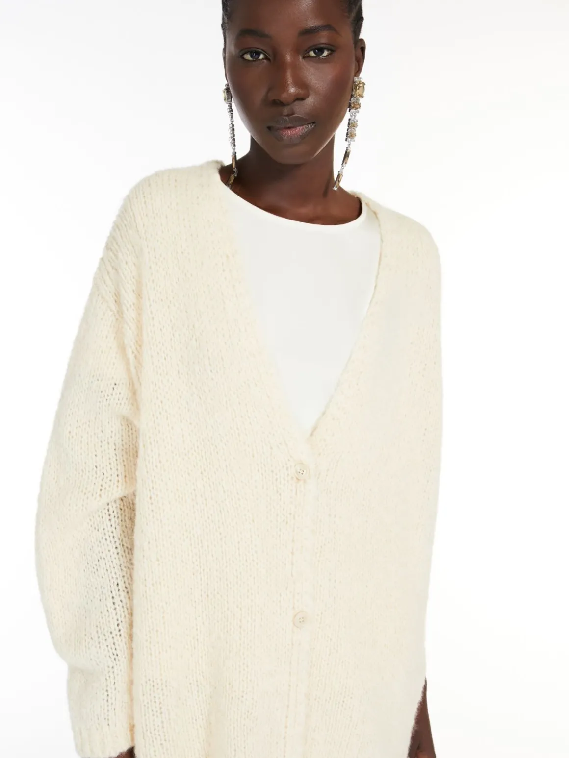 Oversized alpaca and cotton cardigan