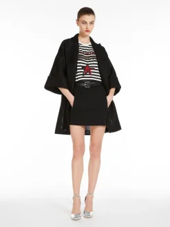 Oversized coat in mesh jersey