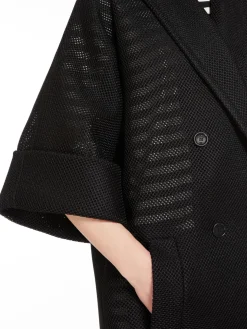 Oversized coat in mesh jersey