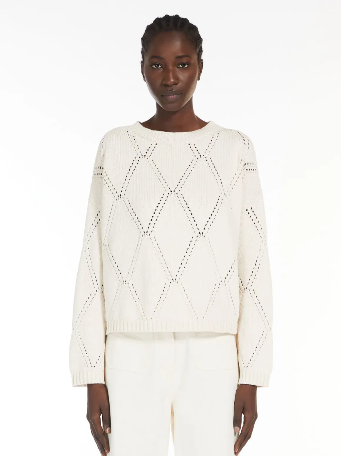 Oversized diamond-knit cotton sweater