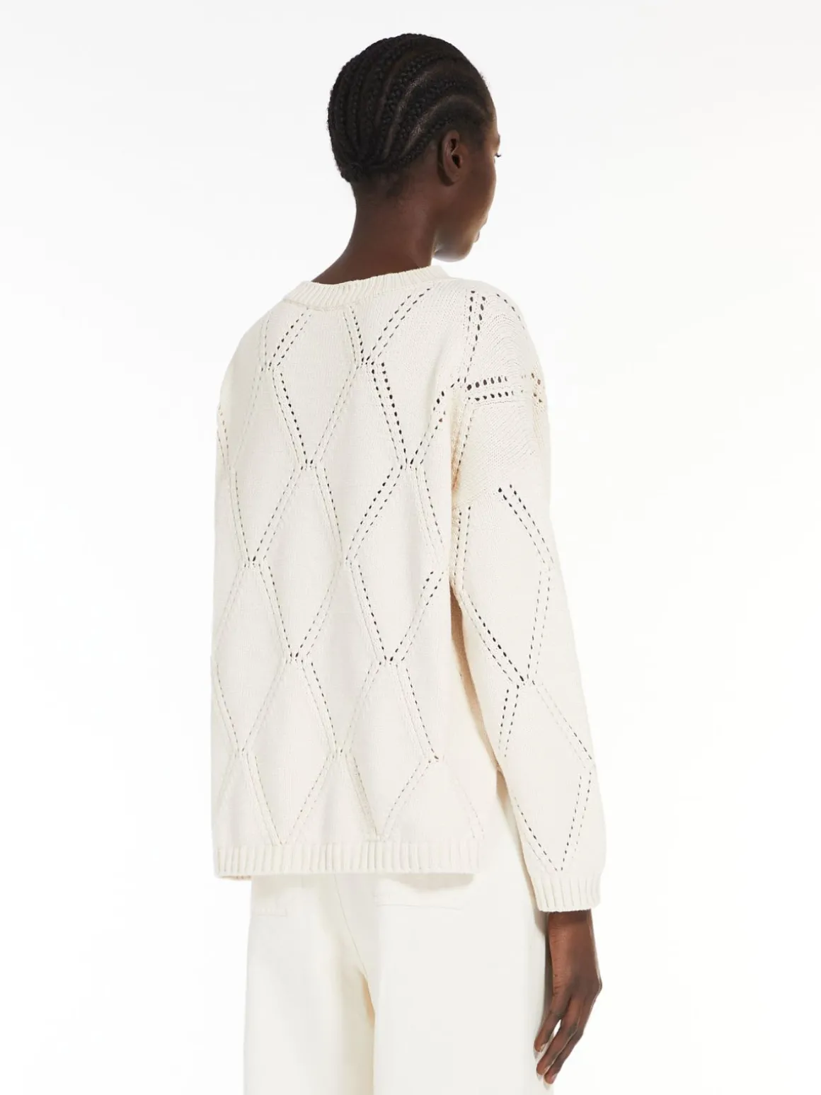 Oversized diamond-knit cotton sweater