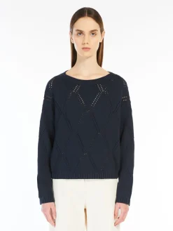Oversized diamond-knit cotton sweater