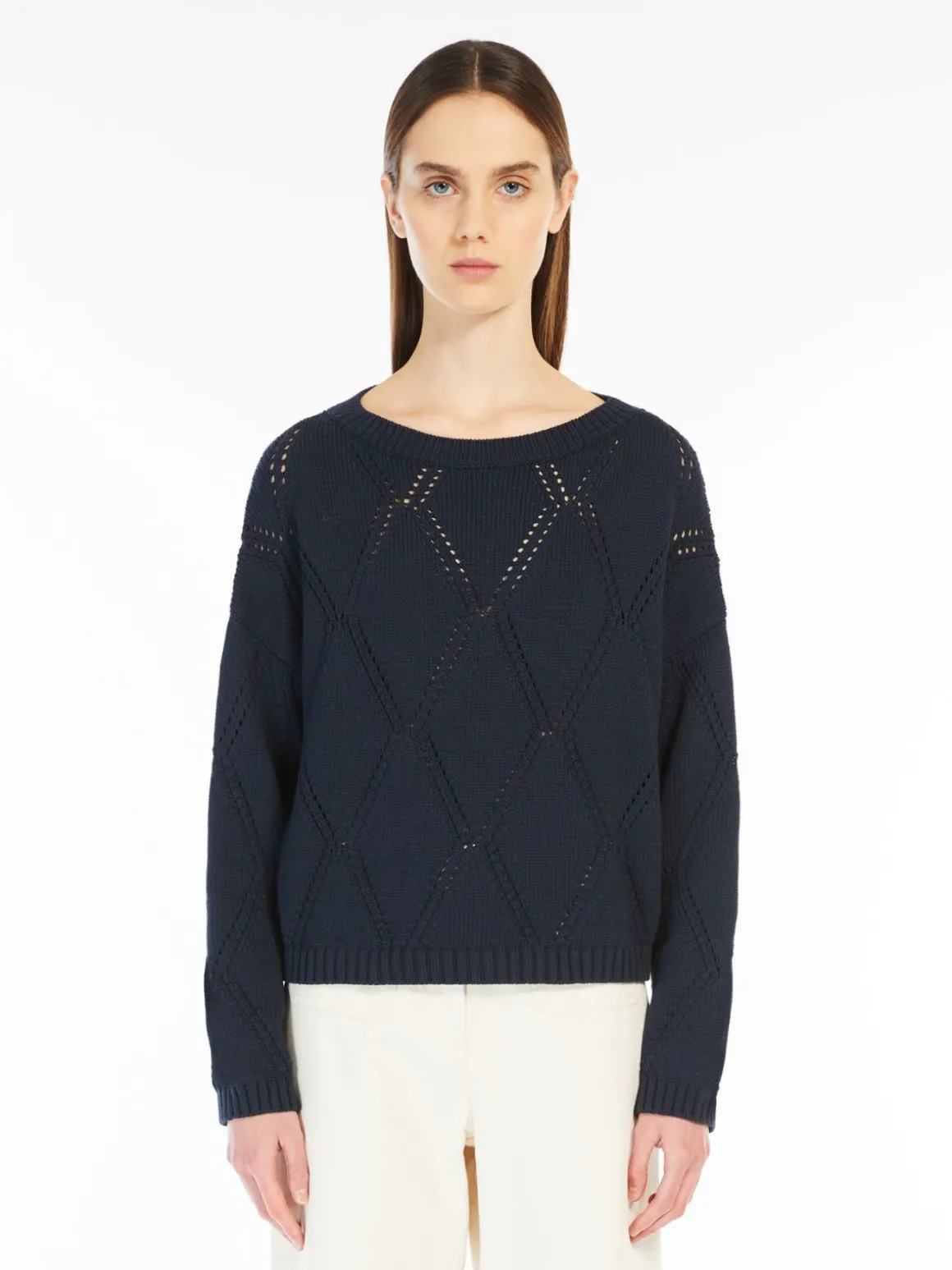 Oversized diamond-knit cotton sweater