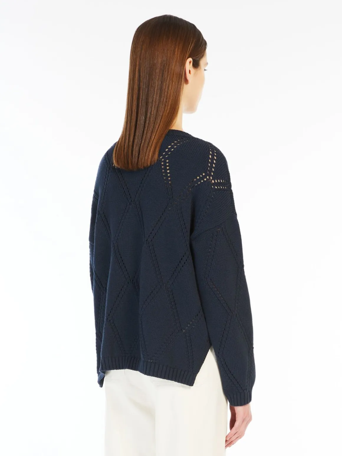 Oversized diamond-knit cotton sweater