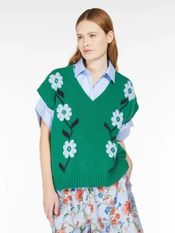 Oversized inlaid cotton gilet