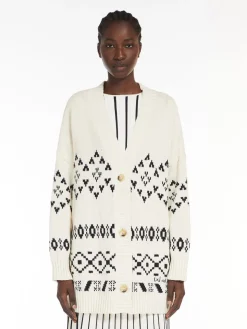 Oversized jacquard cotton cardigan