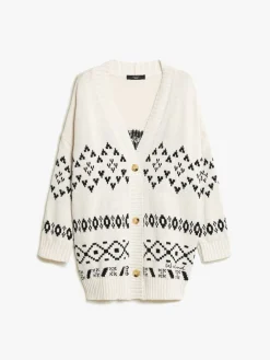 Oversized jacquard cotton cardigan