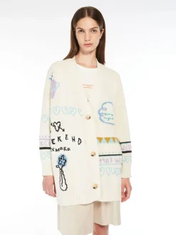 Oversized jacquard cotton cardigan