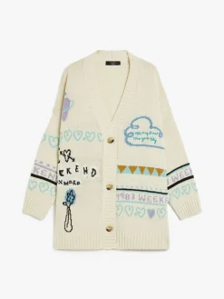 Oversized jacquard cotton cardigan