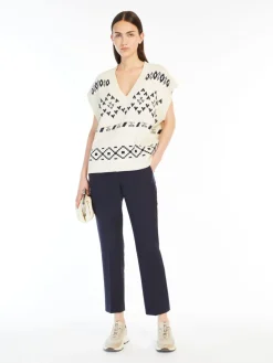 Oversized jacquard cotton gilet