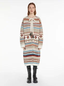 Oversized jacquard-knit cardigan