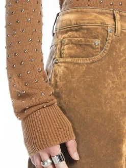 Oversized 5-pocket flocked denim jeans