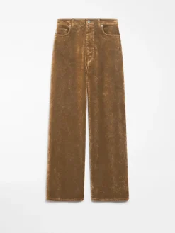 Oversized 5-pocket flocked denim jeans