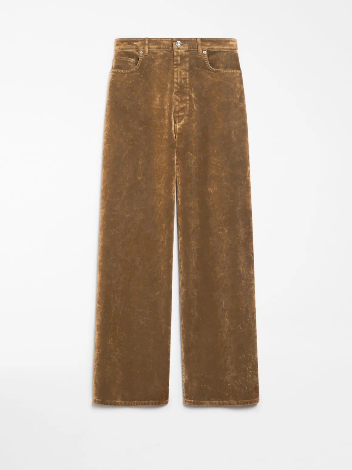 Oversized 5-pocket flocked denim jeans