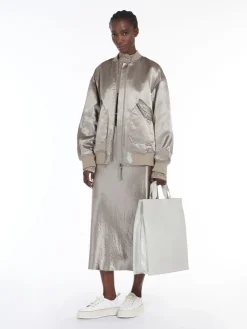 Oversized satin bomber jacket