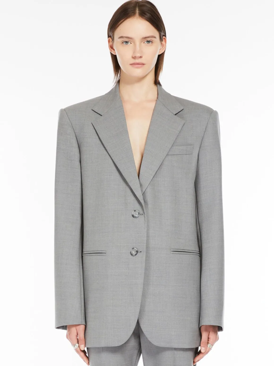 Oversized stretch wool blazer