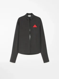 Oversized stretch wool shirt