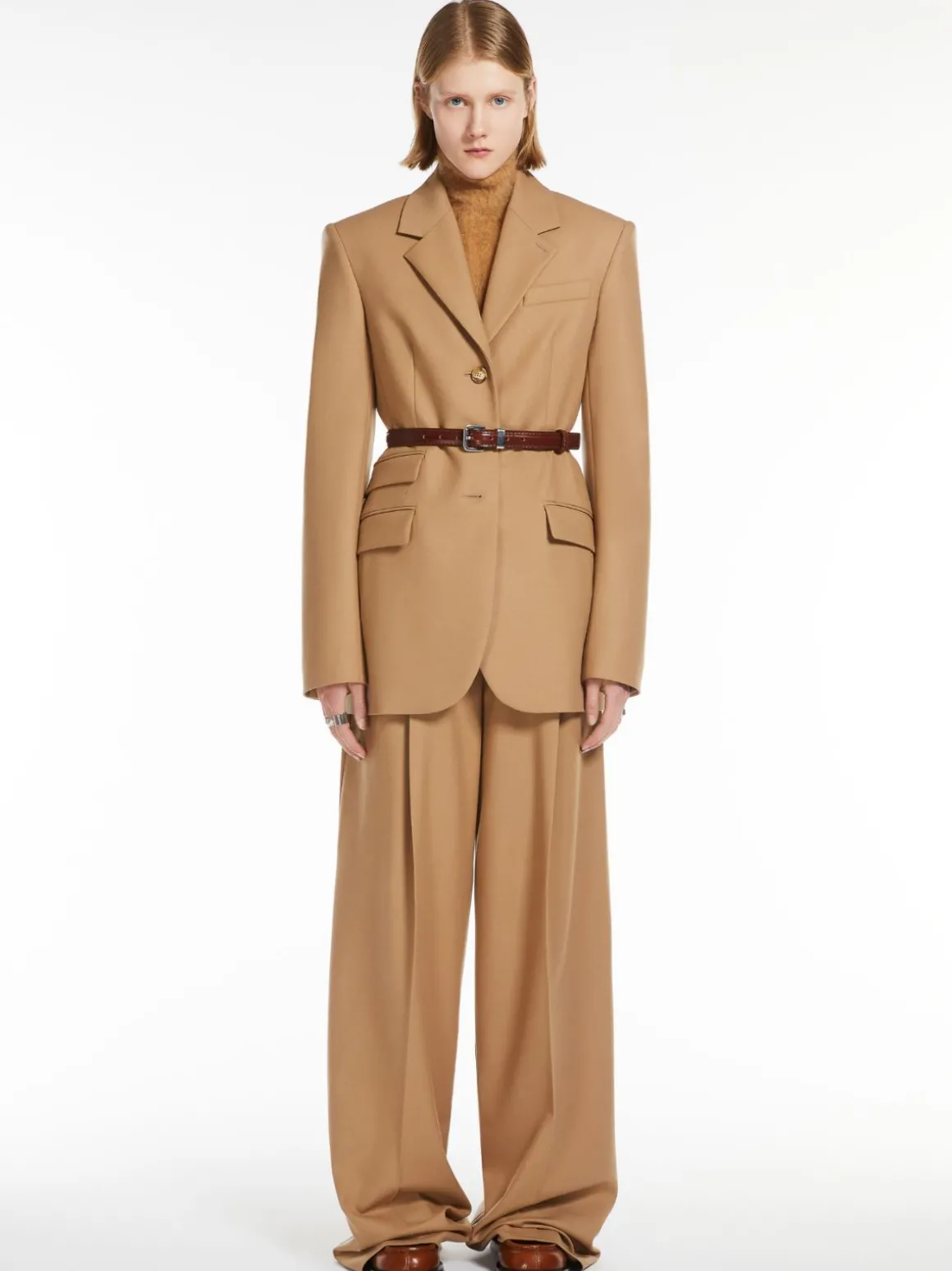 Oversized stretch wool trousers