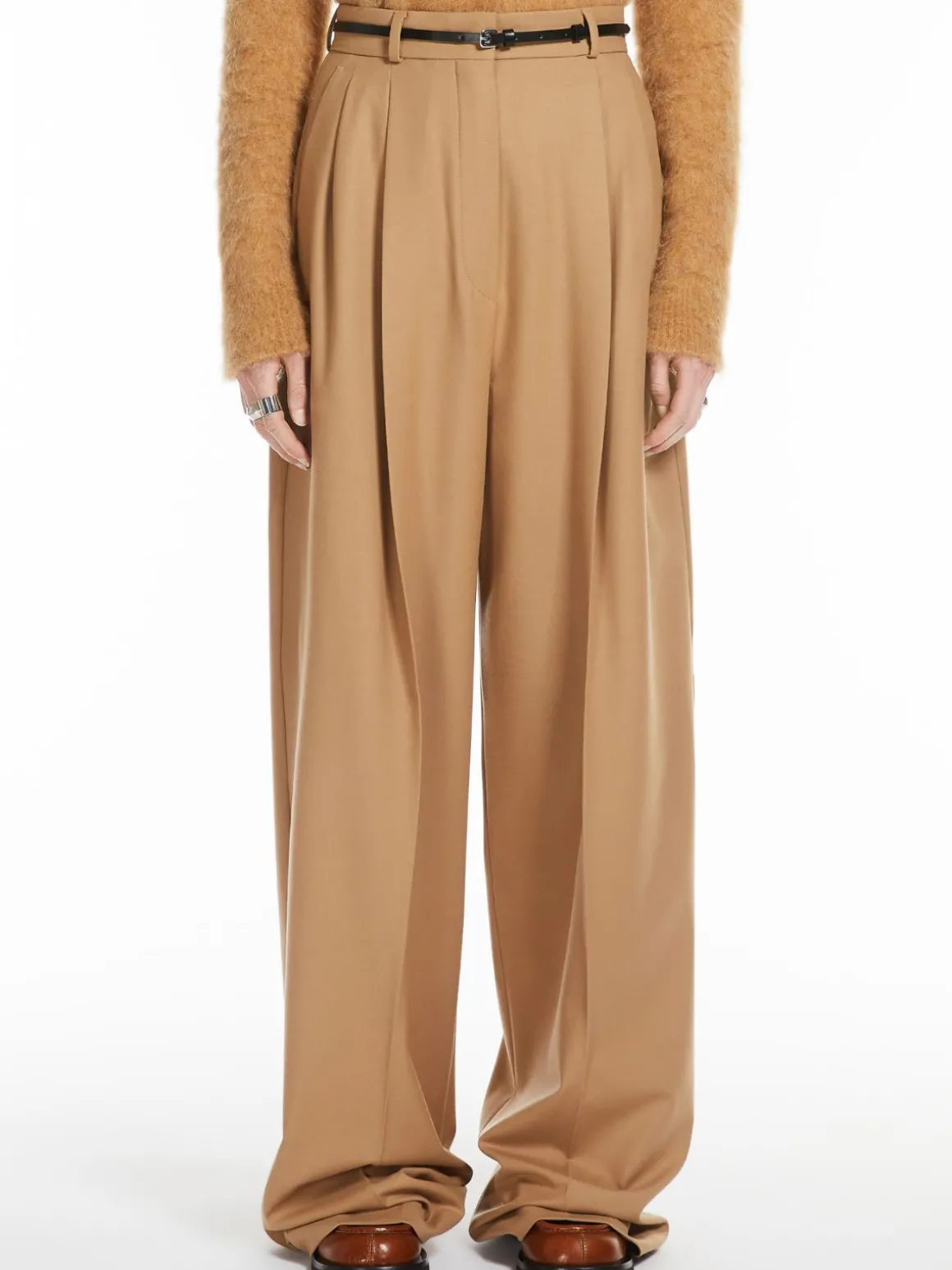 Oversized stretch wool trousers