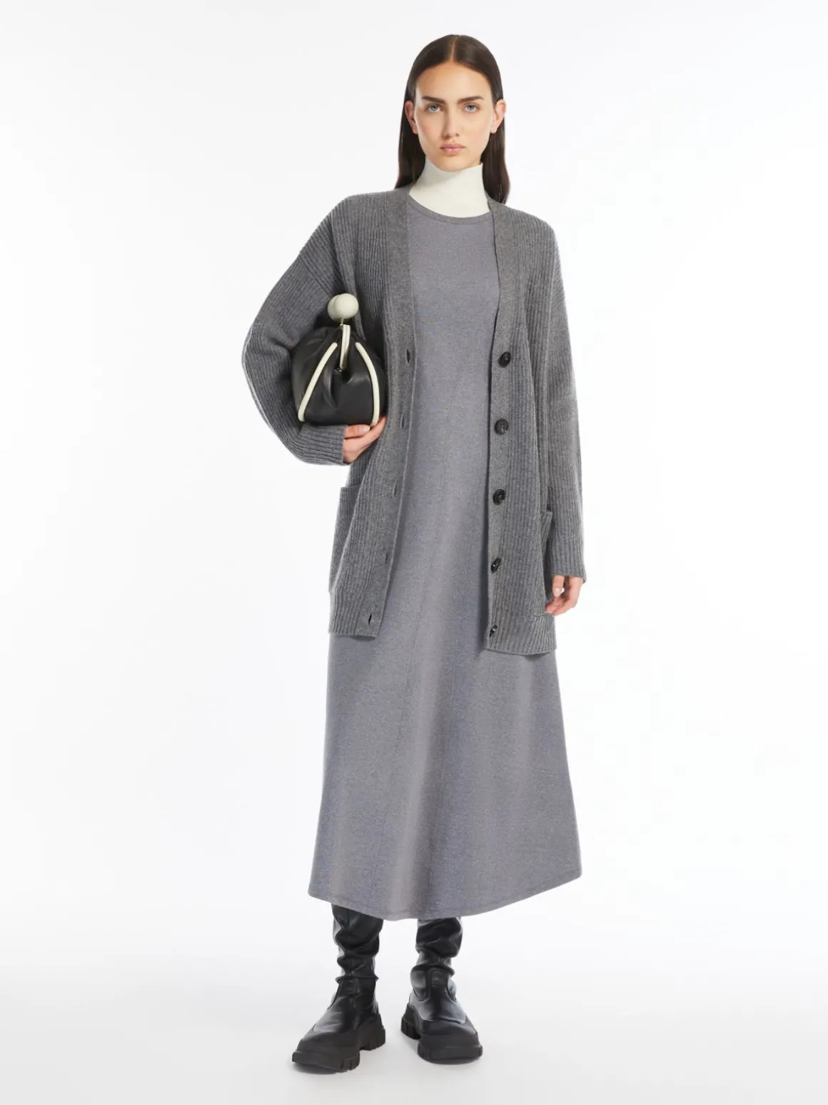 Oversized wool, viscose and cashmere cardigan