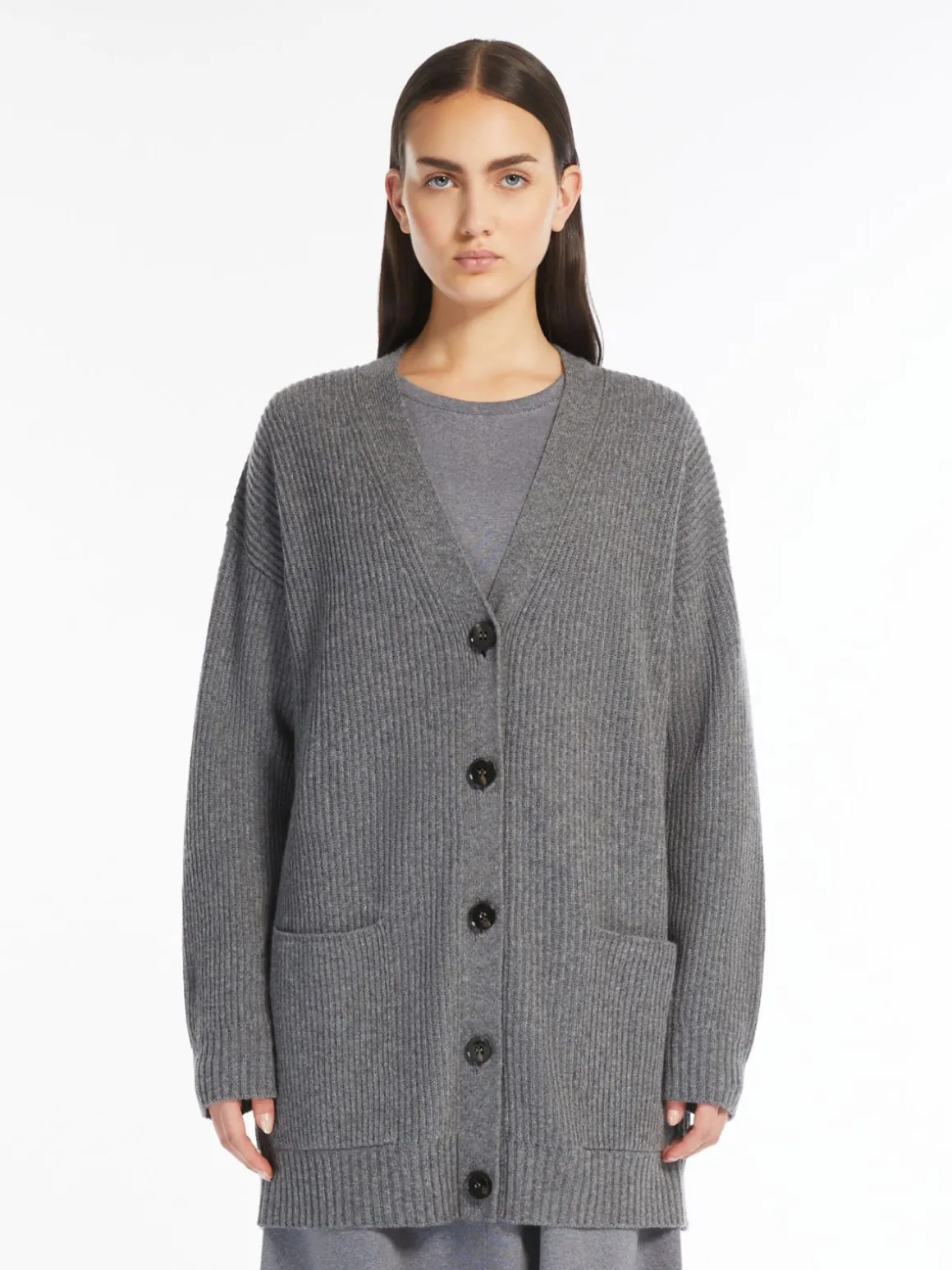 Oversized wool, viscose and cashmere cardigan