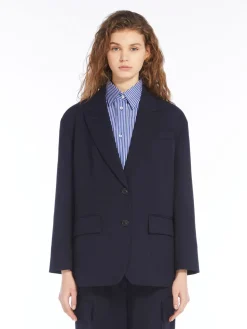 Oversized wool-blend gabardine blazer