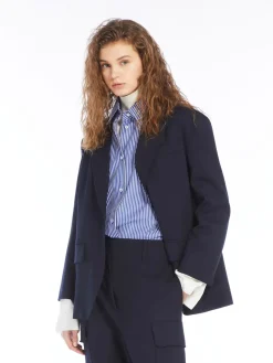 Oversized wool-blend gabardine blazer