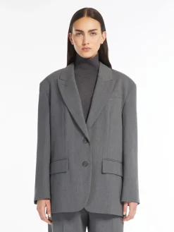 Oversized wool-blend gabardine blazer